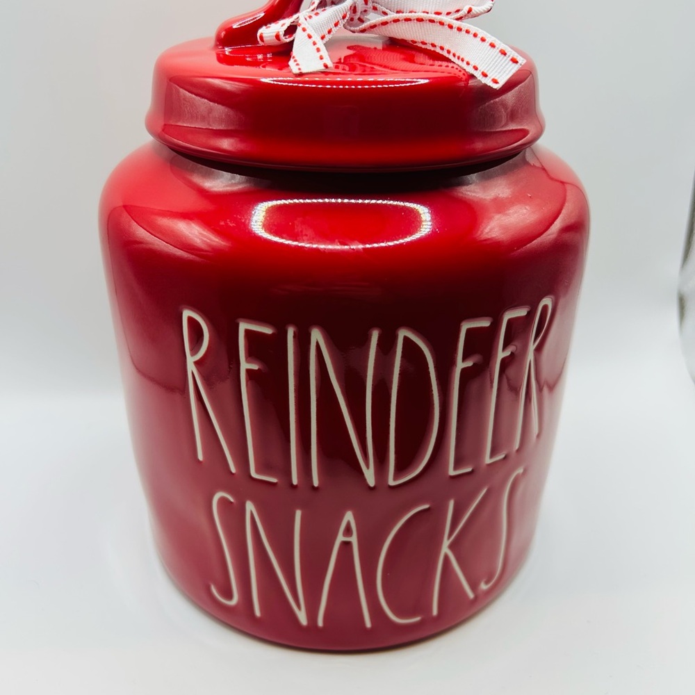 Rae Dunn Red Reindeer Snacks Jar